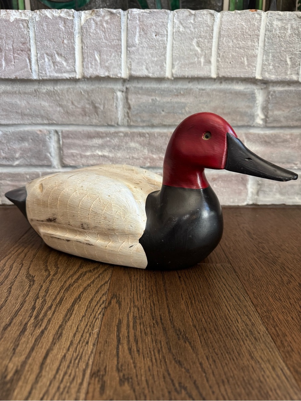 Vintage 1980s Cottage Core Handcrafted Wooden Canvasback Duck Decoy